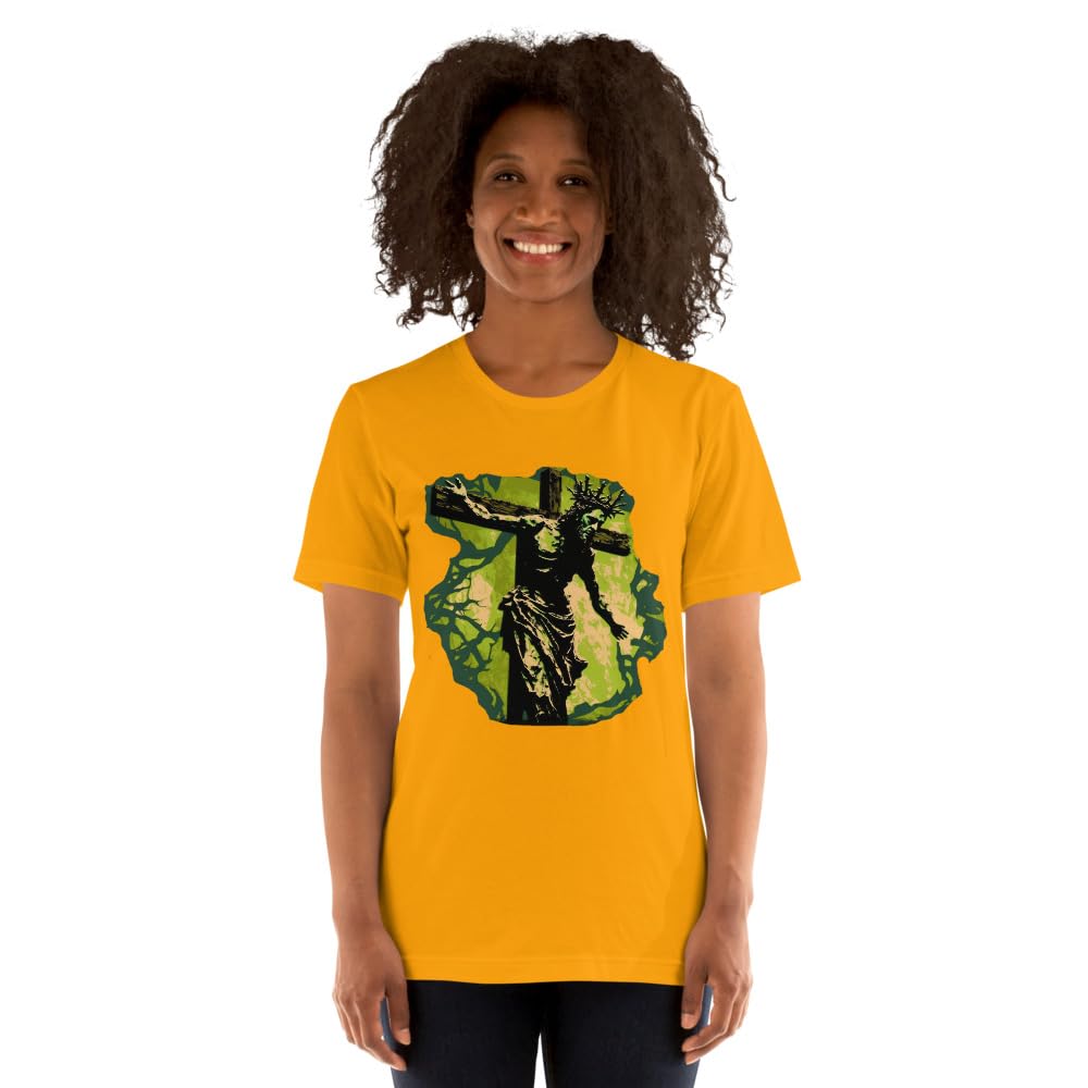 Byte the Bit Unisex Jesus Christ Cross Reaching Down Graphic Crewneck T-Shirt Novelty Short Sleeve Adult Men Women Casual