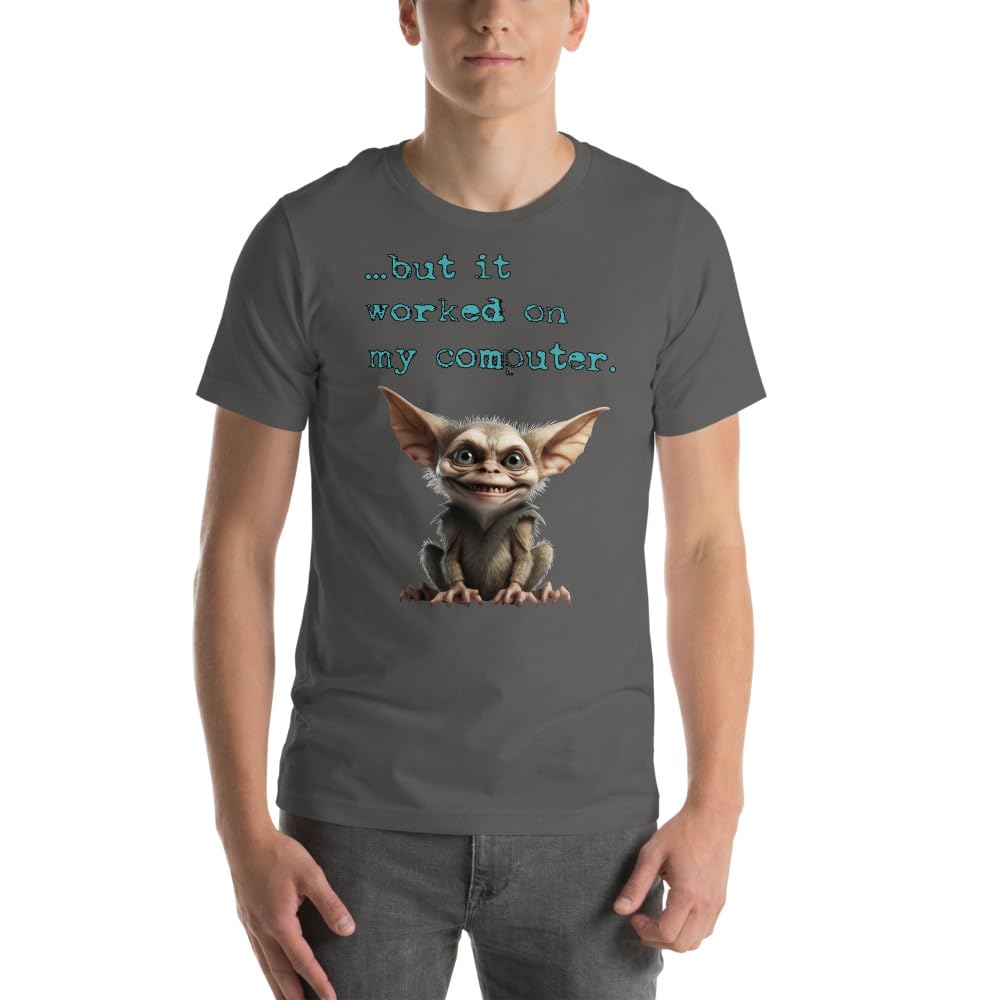 Byte the Bit Unisex Computer Gremlin But it Worked on My Computer Graphic Crewneck T-Shirt Short Sleeve Adult Casual