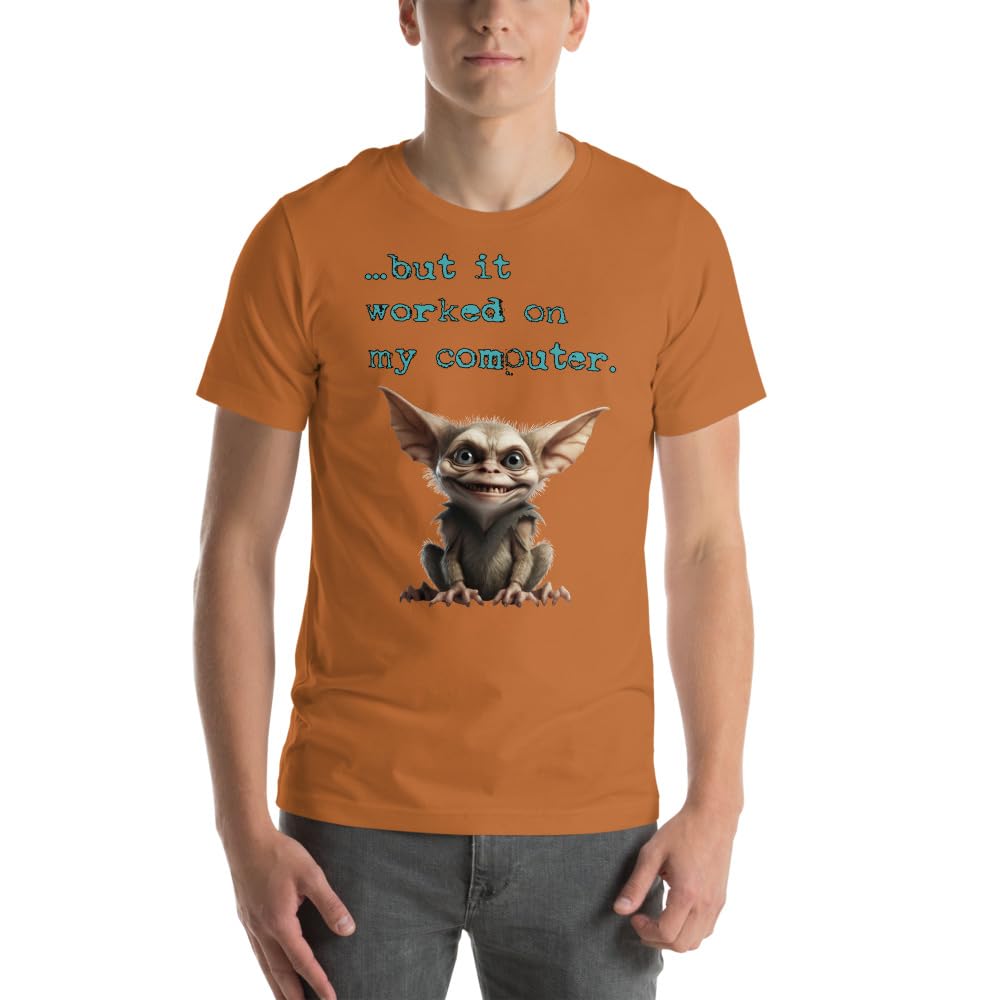 Byte the Bit Unisex Computer Gremlin But it Worked on My Computer Graphic Crewneck T-Shirt Short Sleeve Adult Casual