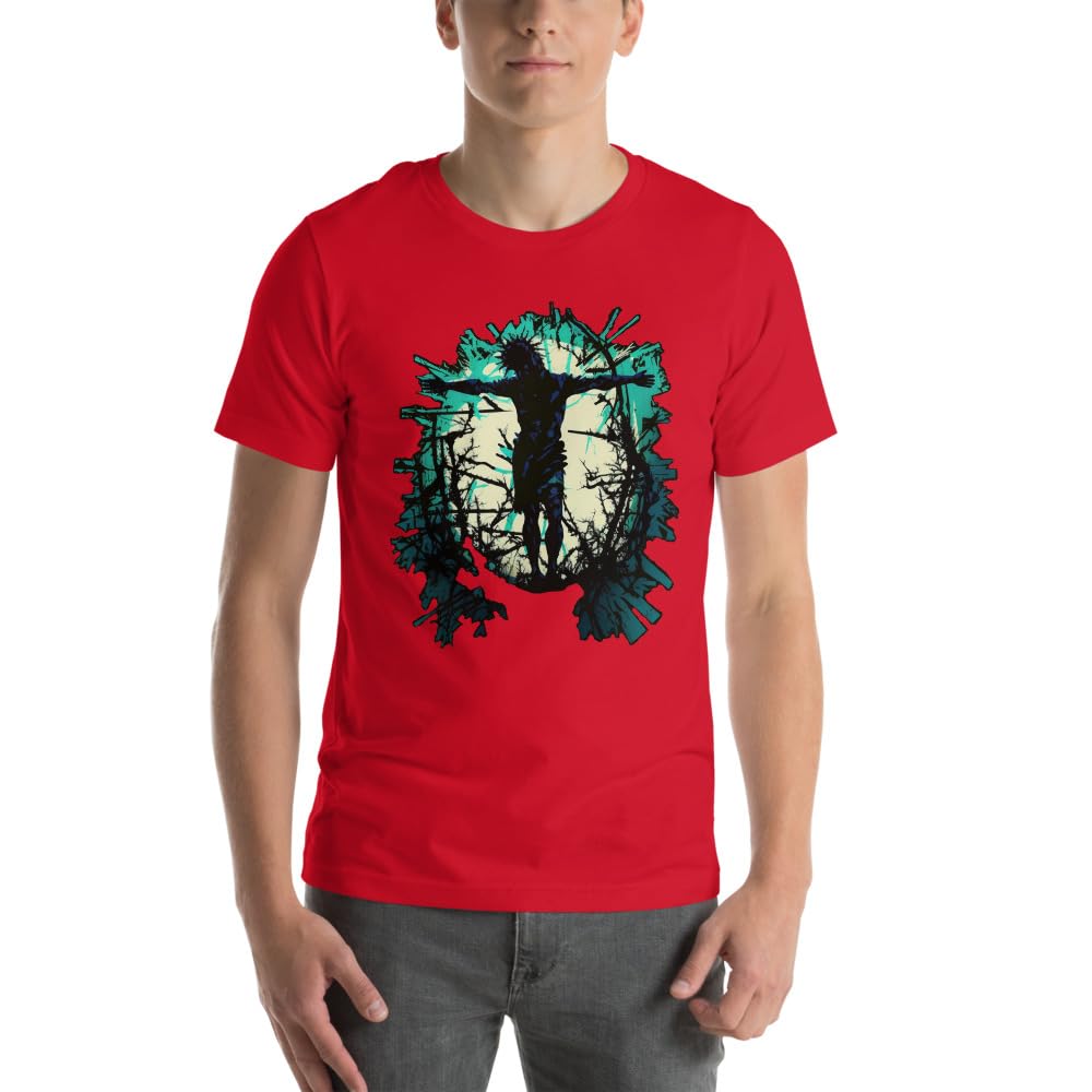 Byte the Bit Unisex Jesus Christ Standing Cross Graphic Crewneck T-Shirt Novelty Short Sleeve Adult Men Women Casual