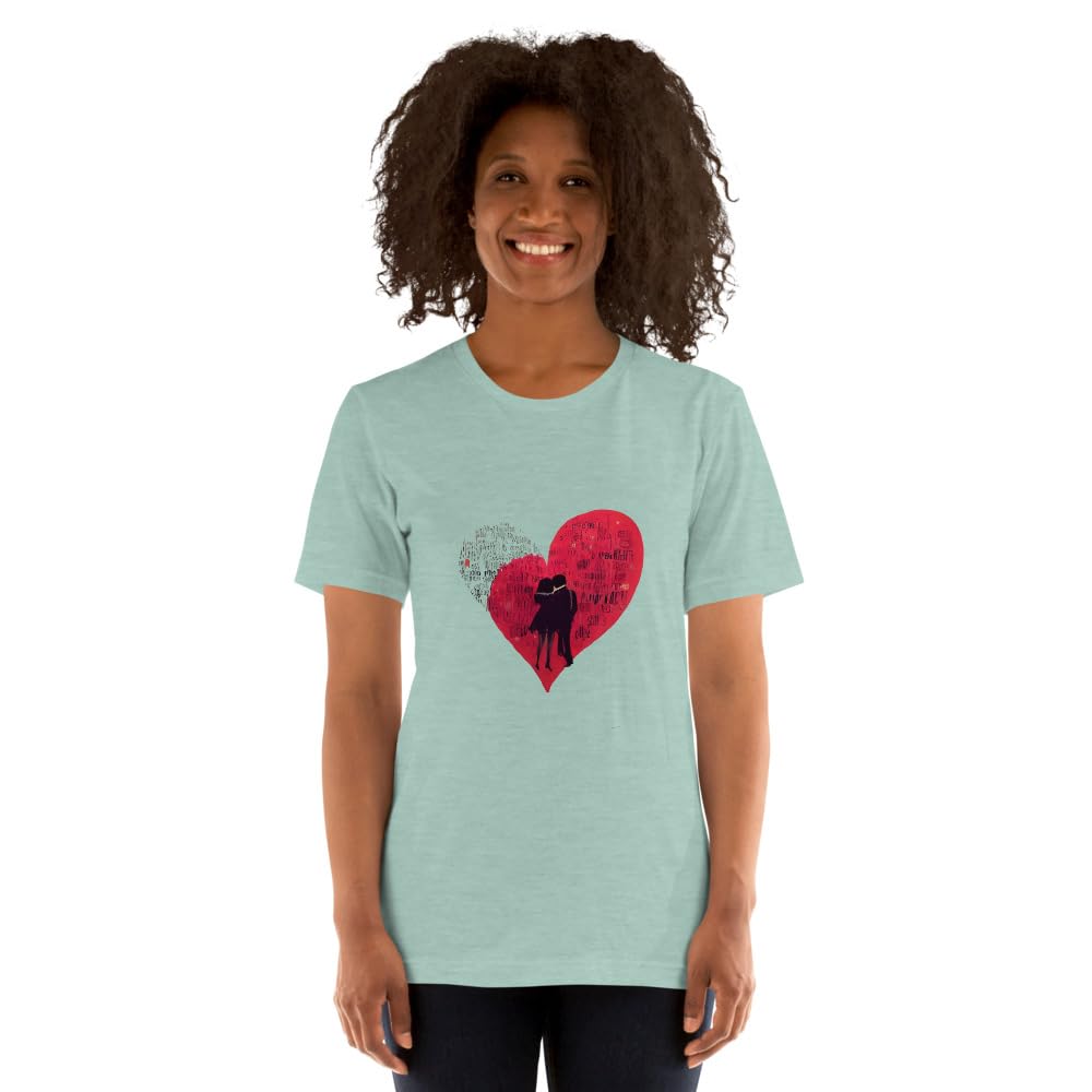 Byte the Bit Unisex Valentine Love Heart Couple Graphic Crewneck T-Shirt Novelty Short Sleeve Men Women Adult Casual
