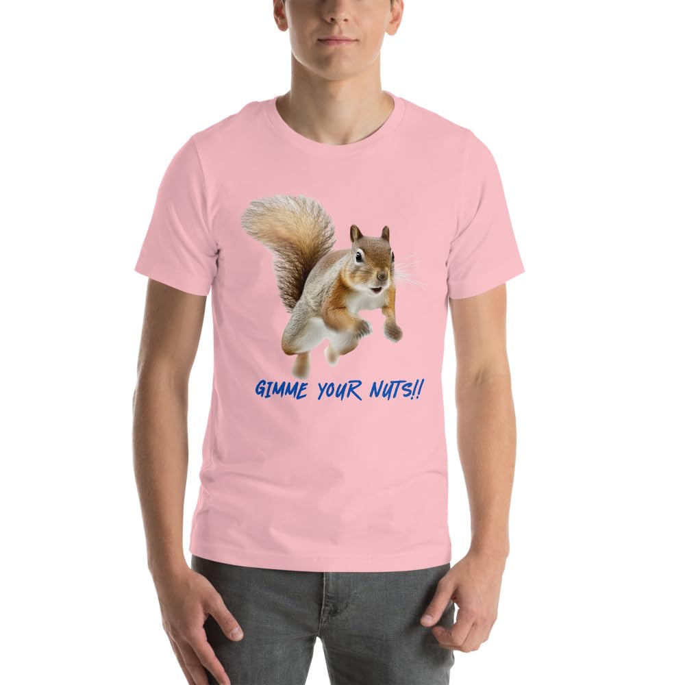 Byte the Bit Unisex Gimme Your Nuts Squirrel Graphic Crewneck T-Shirt Novelty Funny Short Sleeve Men Women Adult Casual
