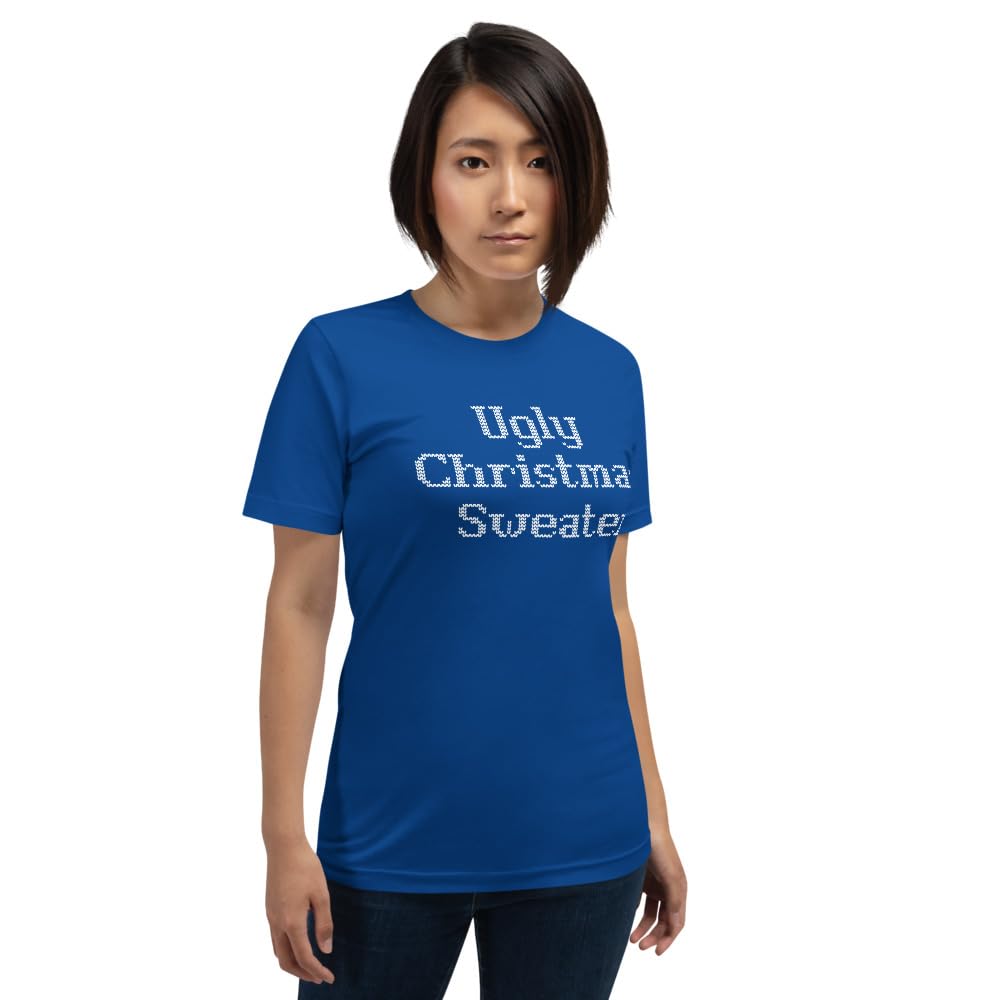 Unisex Ugly Christmas Sweater Xmas Graphic T-Shirt Funny Adult Short Sleeve Casual Jersey Trendy