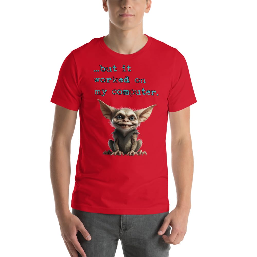 Byte the Bit Unisex Computer Gremlin But it Worked on My Computer Graphic Crewneck T-Shirt Short Sleeve Adult Casual