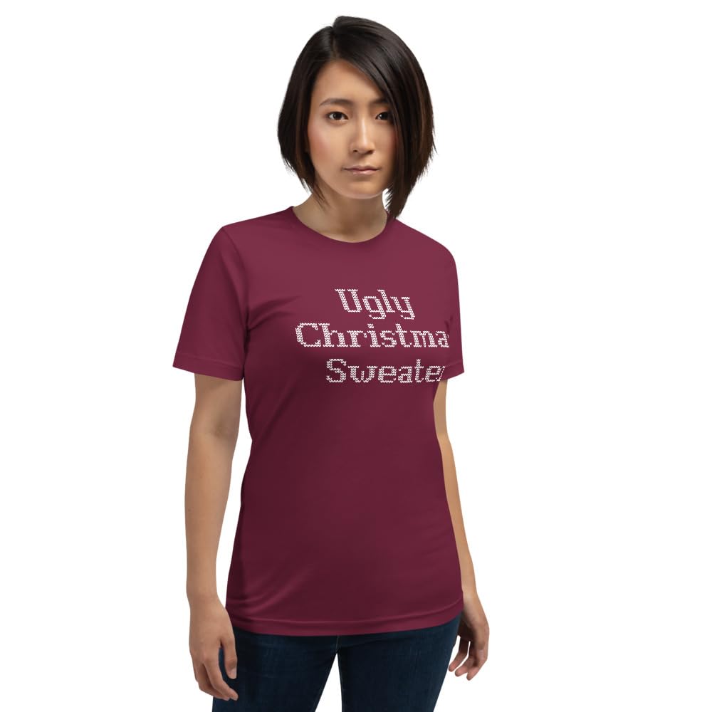 Unisex Ugly Christmas Sweater Xmas Graphic T-Shirt Funny Adult Short Sleeve Casual Jersey Trendy