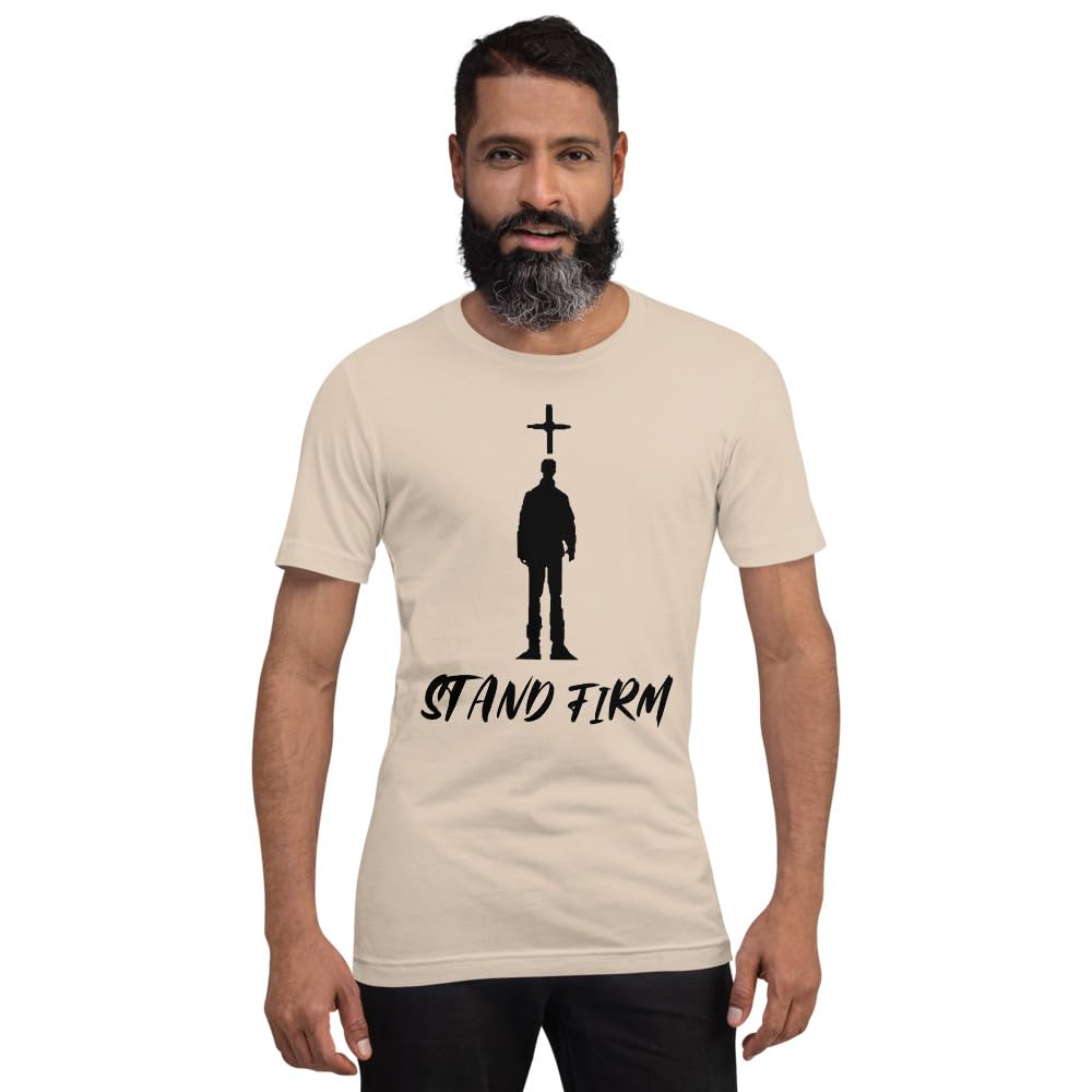 Byte the Bit Unisex Stand Firm Jesus Christ Cross Graphic Crewneck T-Shirt Novelty Short Sleeve Men Women Adult Casual