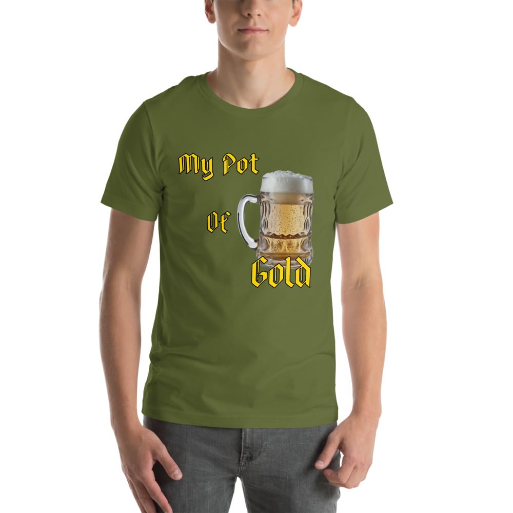 Byte the Bit Unisex St Patrick Pot of Gold Beer Stein Graphic Crewneck T-Shirt Short Sleeve Men Women Adult Casual