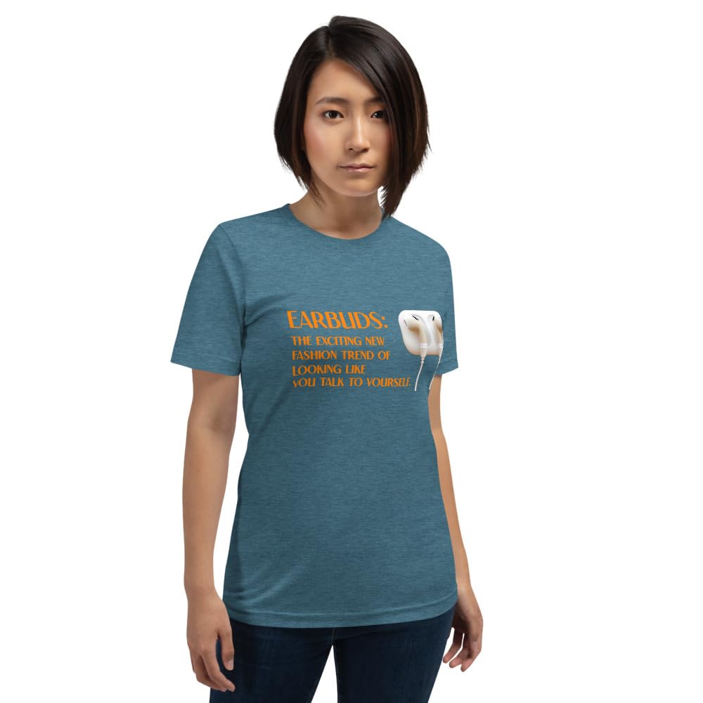 Byte the Bit Unisex Earbuds Talking to Yourself Graphic T-Shirt Crewneck Funny Short Sleeve Novelty Men Women Adult Casual