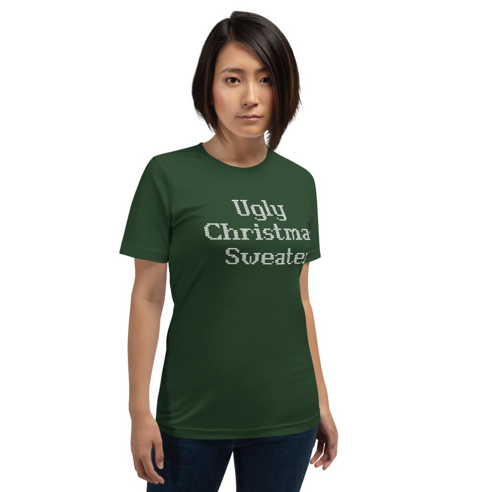 Unisex Ugly Christmas Sweater Xmas Graphic T-Shirt Funny Adult Short Sleeve Casual Jersey Trendy