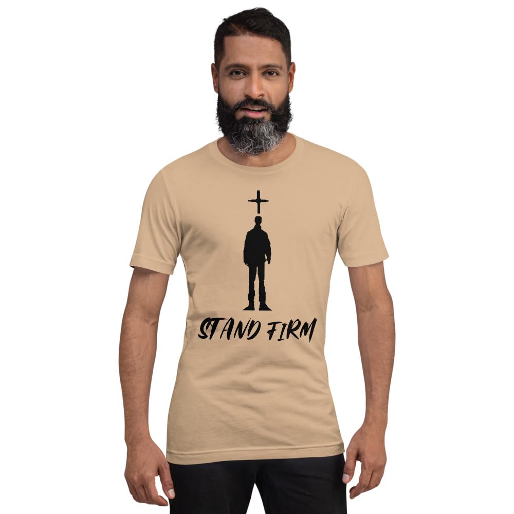 Byte the Bit Unisex Stand Firm Jesus Christ Cross Graphic Crewneck T-Shirt Novelty Short Sleeve Men Women Adult Casual