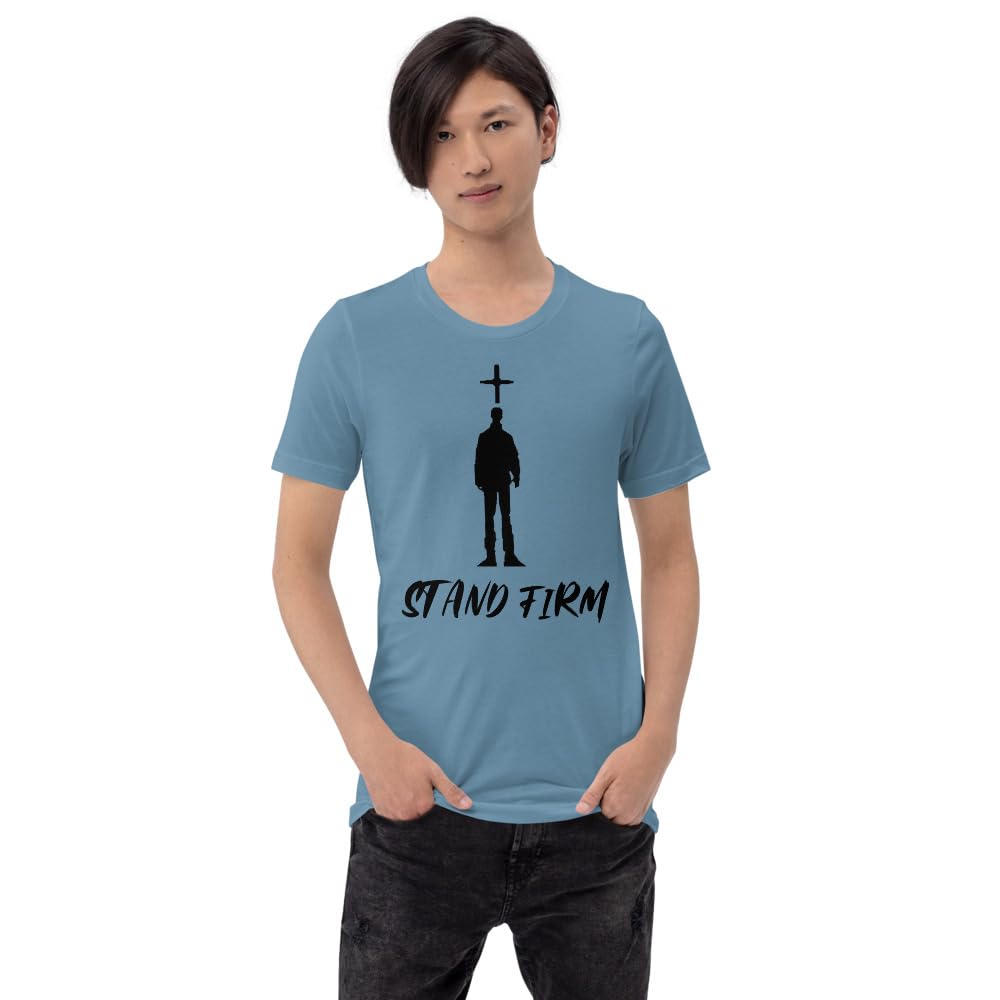 Byte the Bit Unisex Stand Firm Jesus Christ Cross Graphic Crewneck T-Shirt Novelty Short Sleeve Men Women Adult Casual
