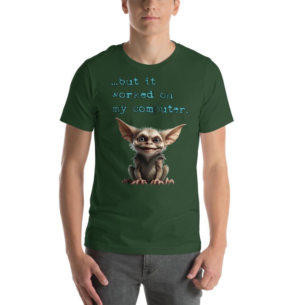 Byte the Bit Unisex Computer Gremlin But it Worked on My Computer Graphic Crewneck T-Shirt Short Sleeve Adult Casual