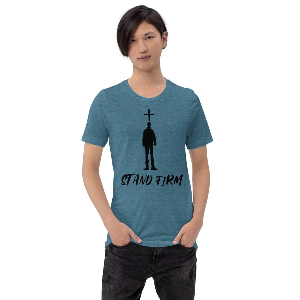 Byte the Bit Unisex Stand Firm Jesus Christ Cross Graphic Crewneck T-Shirt Novelty Short Sleeve Men Women Adult Casual