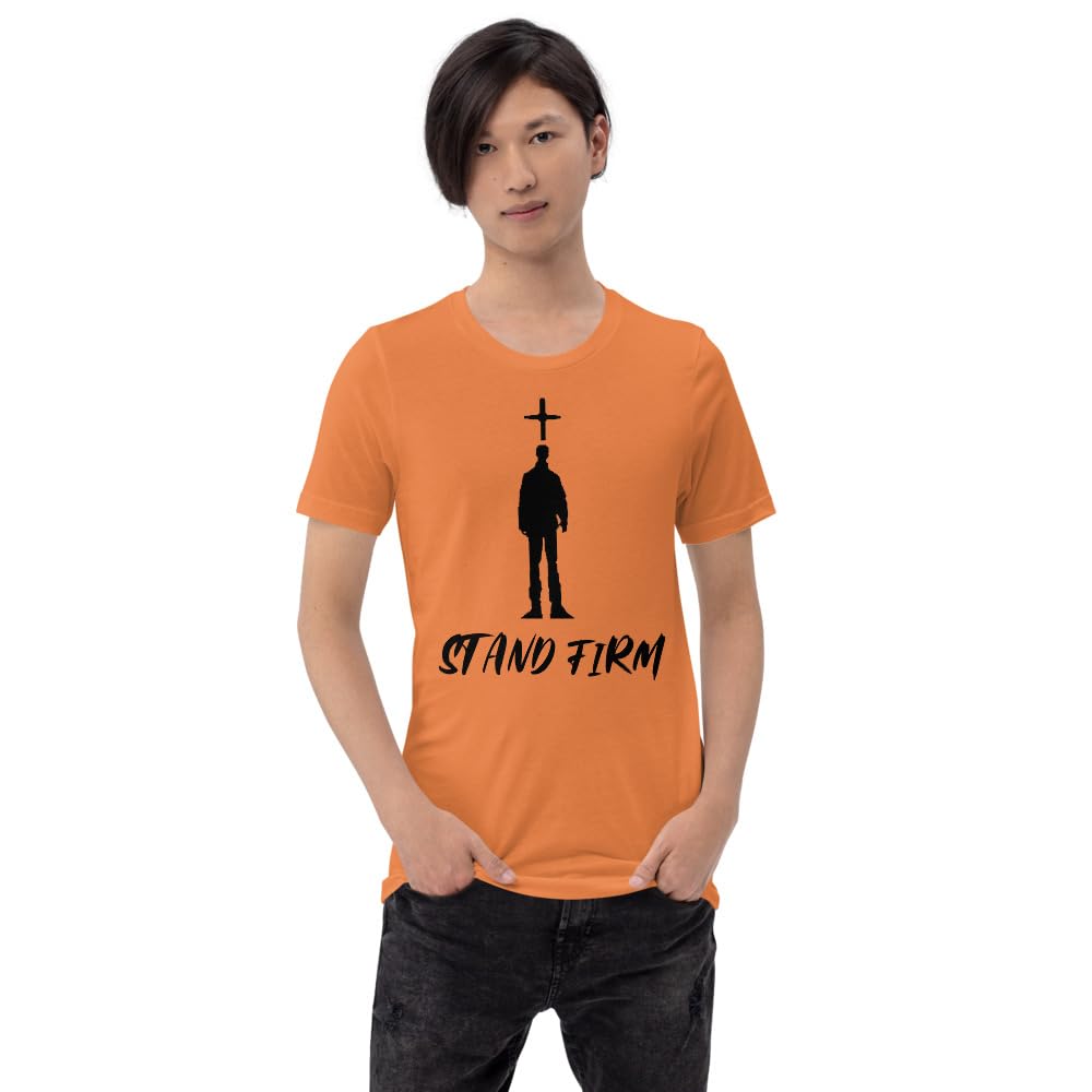 Byte the Bit Unisex Stand Firm Jesus Christ Cross Graphic Crewneck T-Shirt Novelty Short Sleeve Men Women Adult Casual