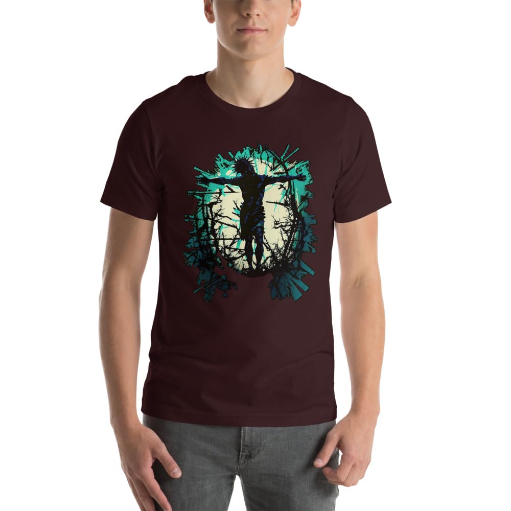 Byte the Bit Unisex Jesus Christ Standing Cross Graphic Crewneck T-Shirt Novelty Short Sleeve Adult Men Women Casual
