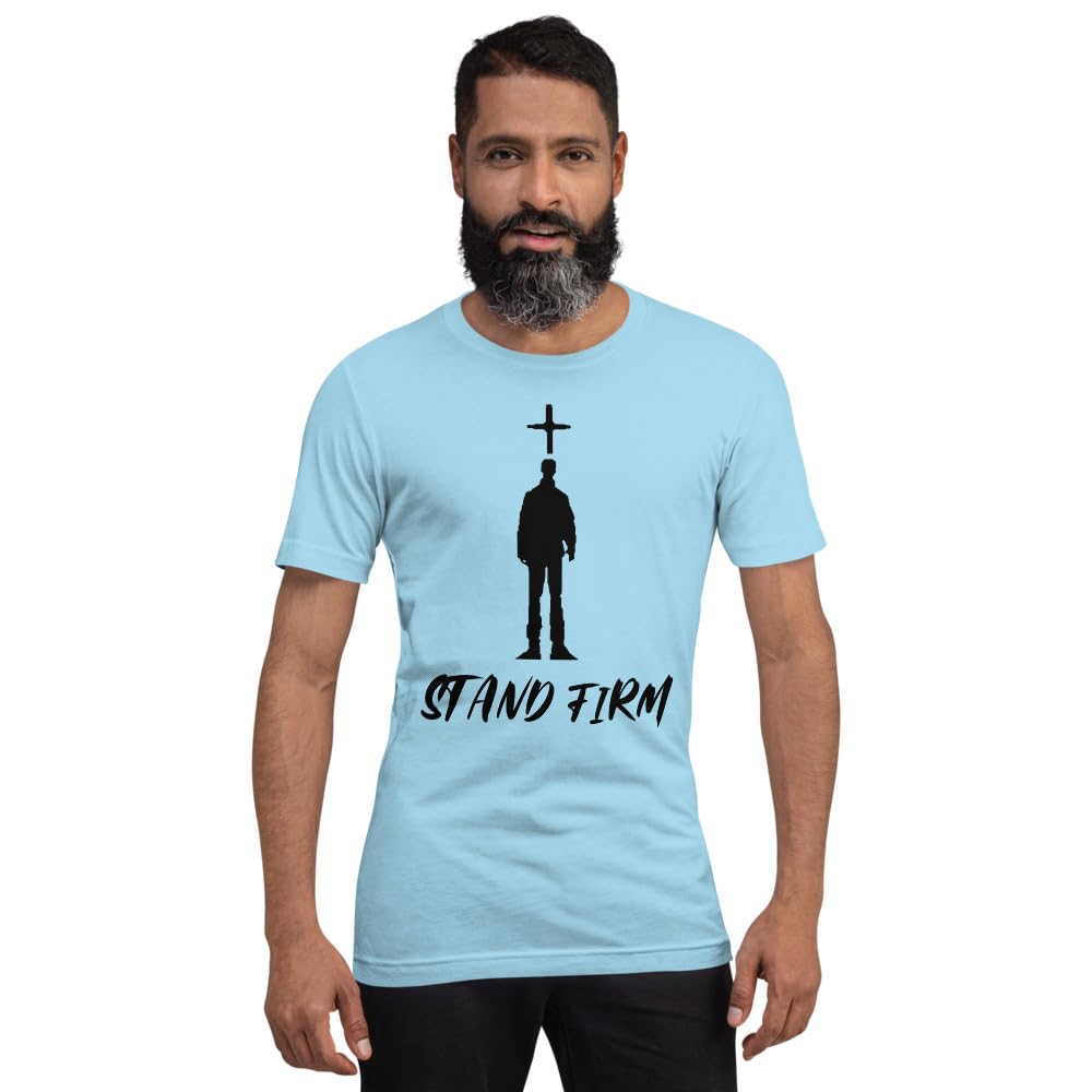 Byte the Bit Unisex Stand Firm Jesus Christ Cross Graphic Crewneck T-Shirt Novelty Short Sleeve Men Women Adult Casual