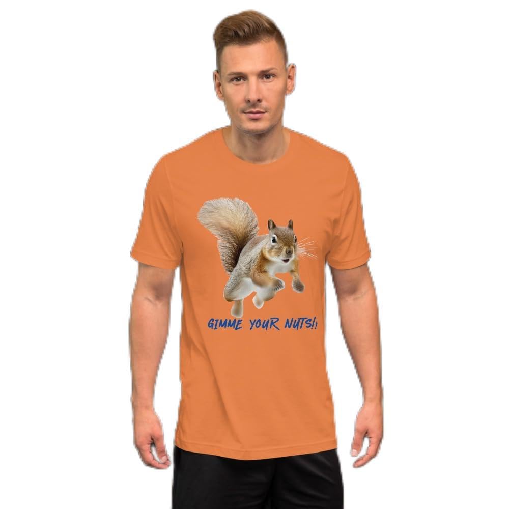 Byte the Bit Unisex Gimme Your Nuts Squirrel Graphic Crewneck T-Shirt Novelty Funny Short Sleeve Men Women Adult Casual