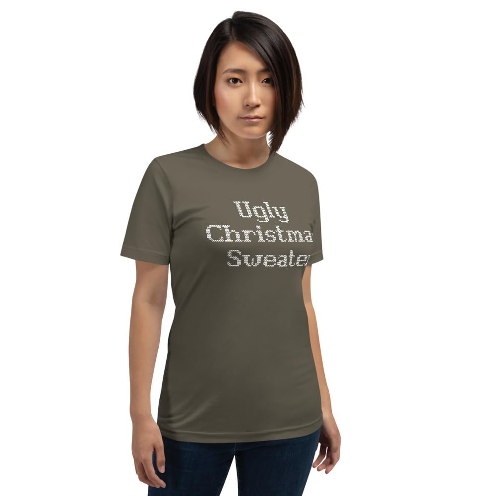 Unisex Ugly Christmas Sweater Xmas Graphic T-Shirt Funny Adult Short Sleeve Casual Jersey Trendy