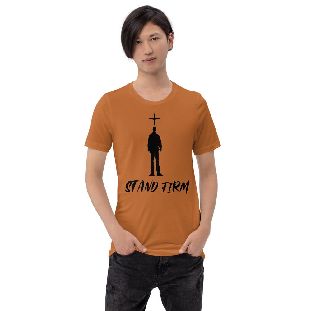 Byte the Bit Unisex Stand Firm Jesus Christ Cross Graphic Crewneck T-Shirt Novelty Short Sleeve Men Women Adult Casual