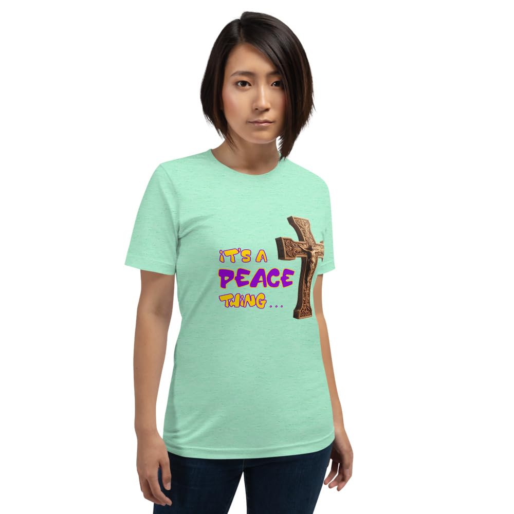 Byte the Bit Unisex It’s A Peace Thing Jesus Christ Cross Christian Graphic Crewneck T-Shirt Short Sleeve Adult Casual