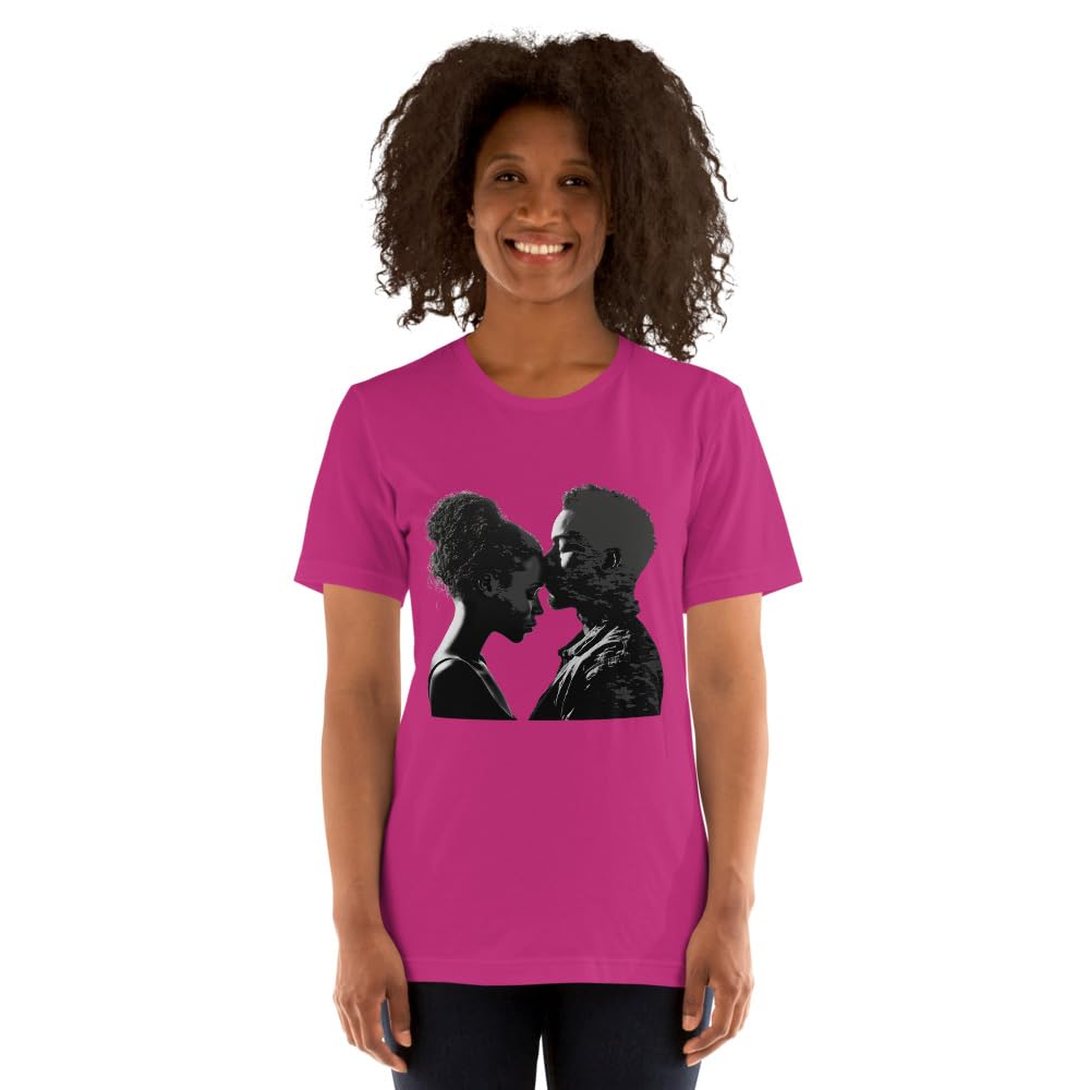 Byte the Bit Unisex Valentine Black Man Woman Kiss Love Intimate Graphic Crewneck T-Shirt Short Sleeve Men Women Adult Casual