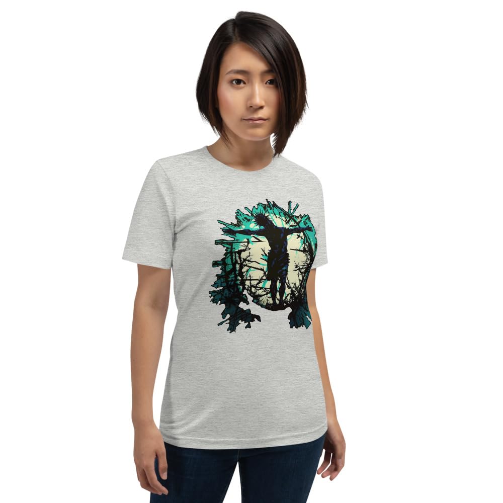 Byte the Bit Unisex Jesus Christ Standing Cross Graphic Crewneck T-Shirt Novelty Short Sleeve Adult Men Women Casual
