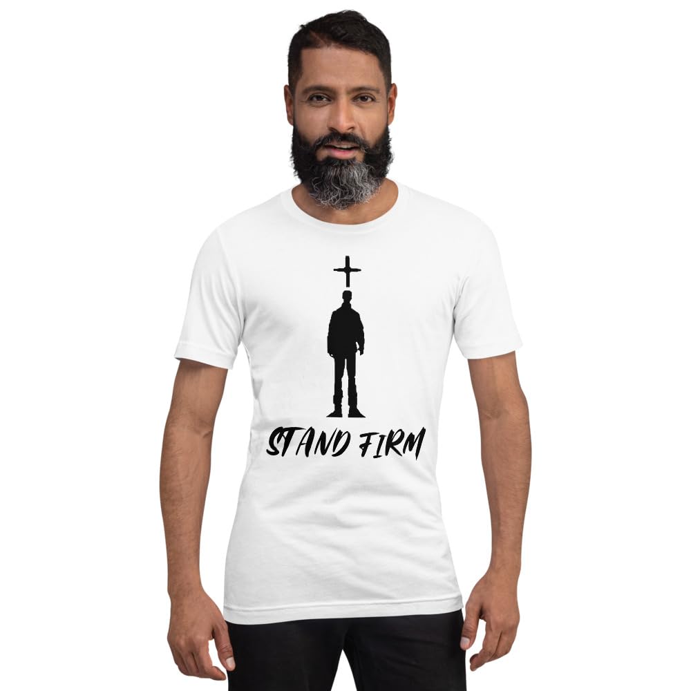 Byte the Bit Unisex Stand Firm Jesus Christ Cross Graphic Crewneck T-Shirt Novelty Short Sleeve Men Women Adult Casual