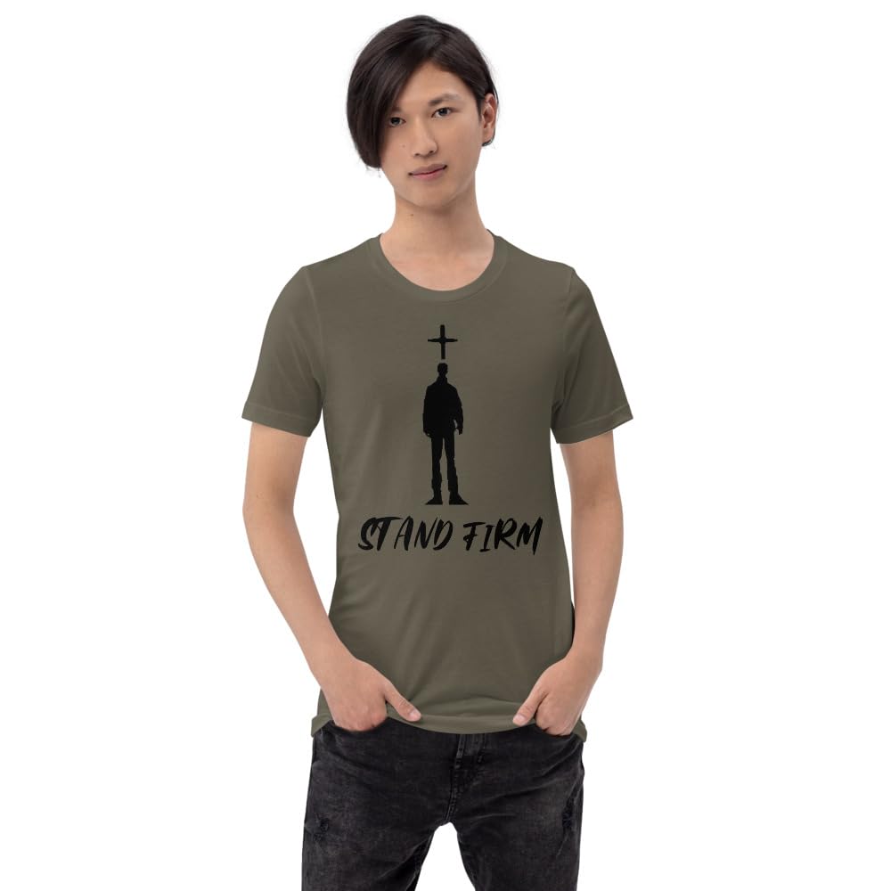 Byte the Bit Unisex Stand Firm Jesus Christ Cross Graphic Crewneck T-Shirt Novelty Short Sleeve Men Women Adult Casual