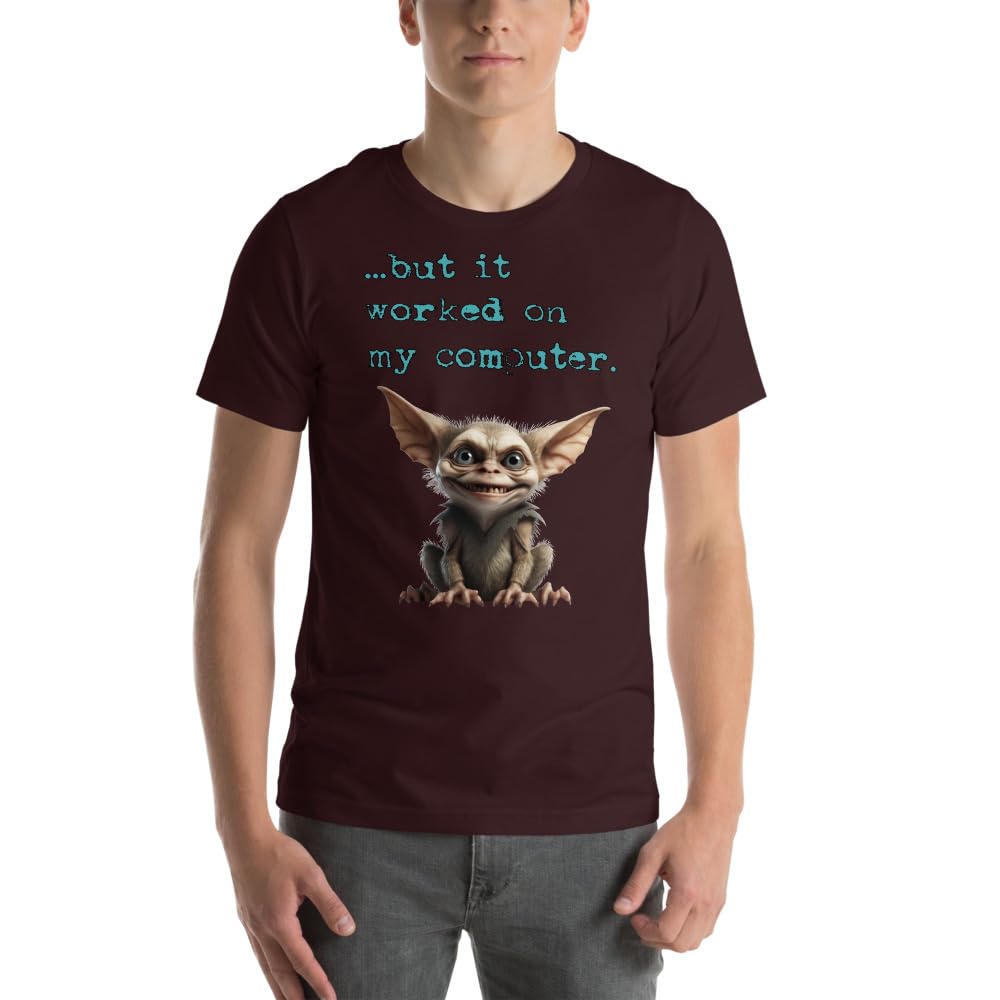 Byte the Bit Unisex Computer Gremlin But it Worked on My Computer Graphic Crewneck T-Shirt Short Sleeve Adult Casual