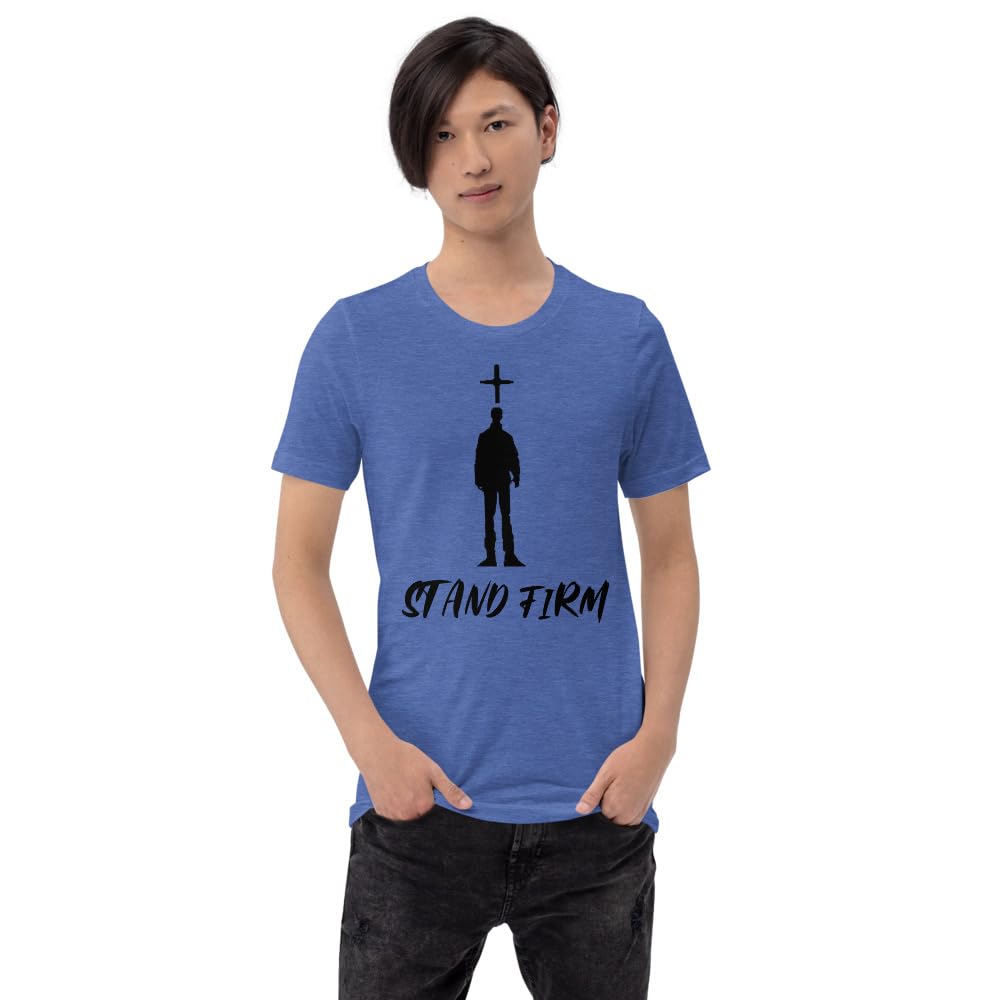 Byte the Bit Unisex Stand Firm Jesus Christ Cross Graphic Crewneck T-Shirt Novelty Short Sleeve Men Women Adult Casual