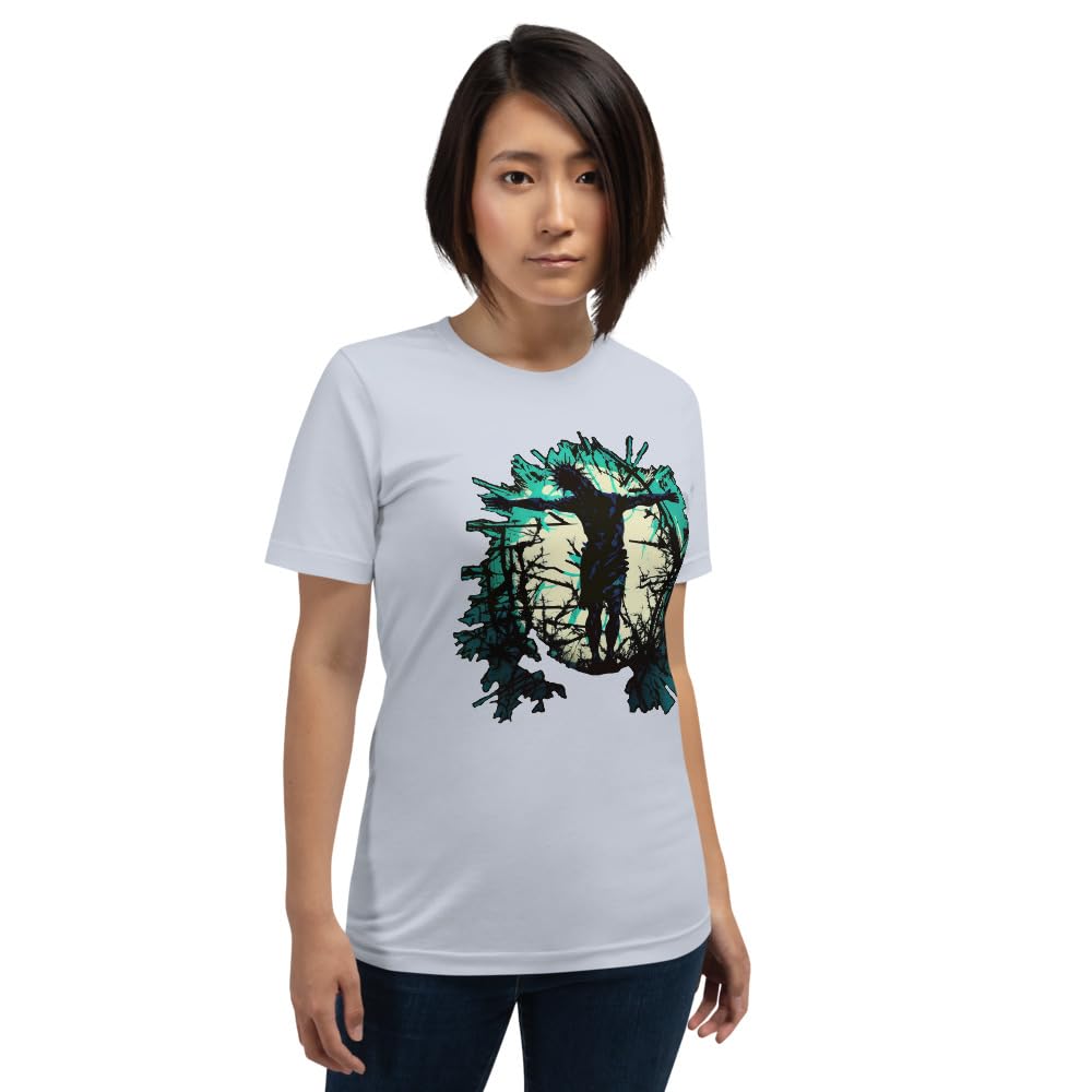 Byte the Bit Unisex Jesus Christ Standing Cross Graphic Crewneck T-Shirt Novelty Short Sleeve Adult Men Women Casual