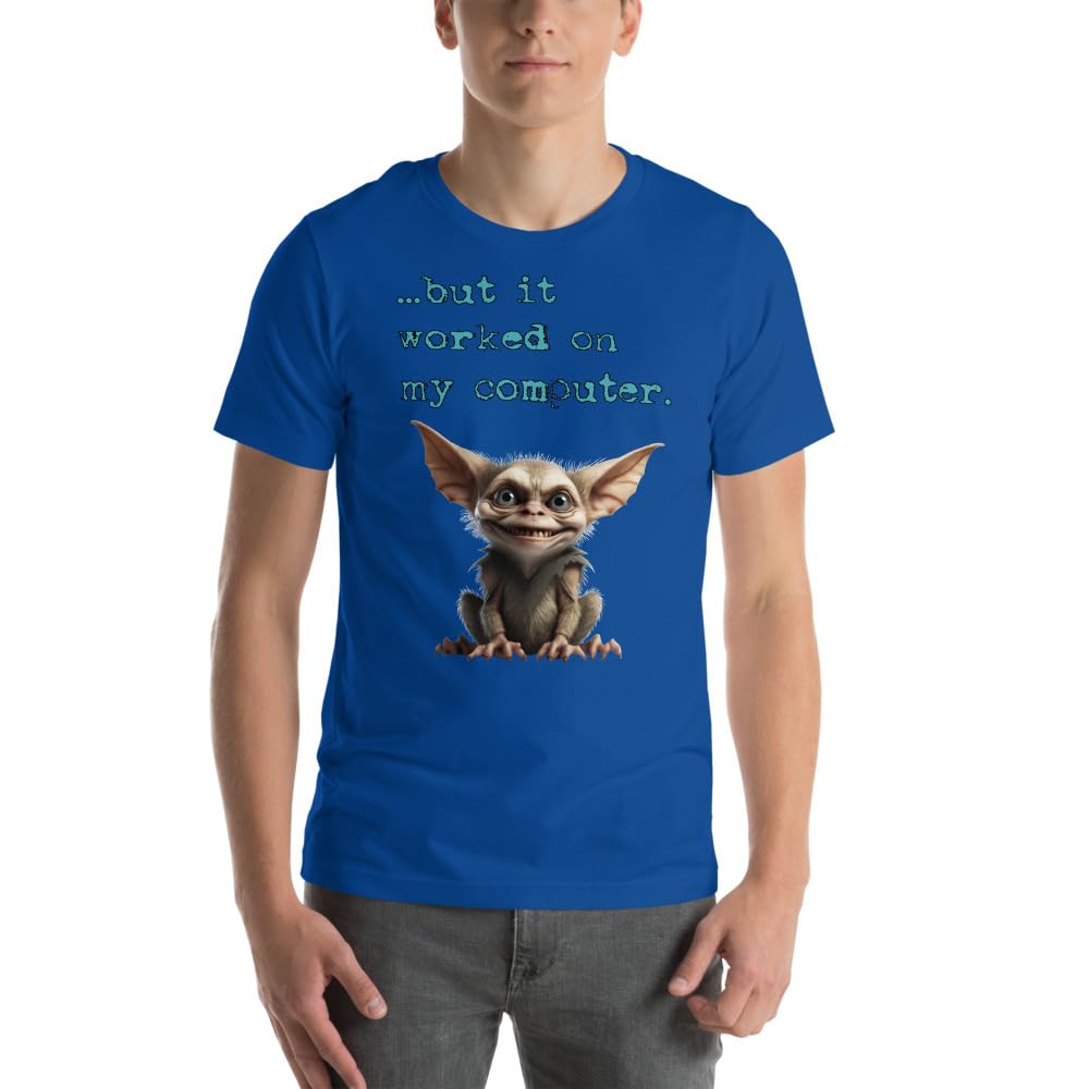 Byte the Bit Unisex Computer Gremlin But it Worked on My Computer Graphic Crewneck T-Shirt Short Sleeve Adult Casual