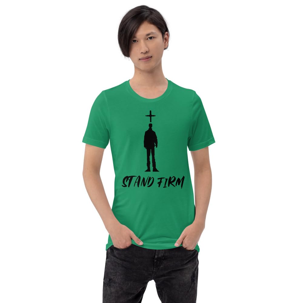 Byte the Bit Unisex Stand Firm Jesus Christ Cross Graphic Crewneck T-Shirt Novelty Short Sleeve Men Women Adult Casual