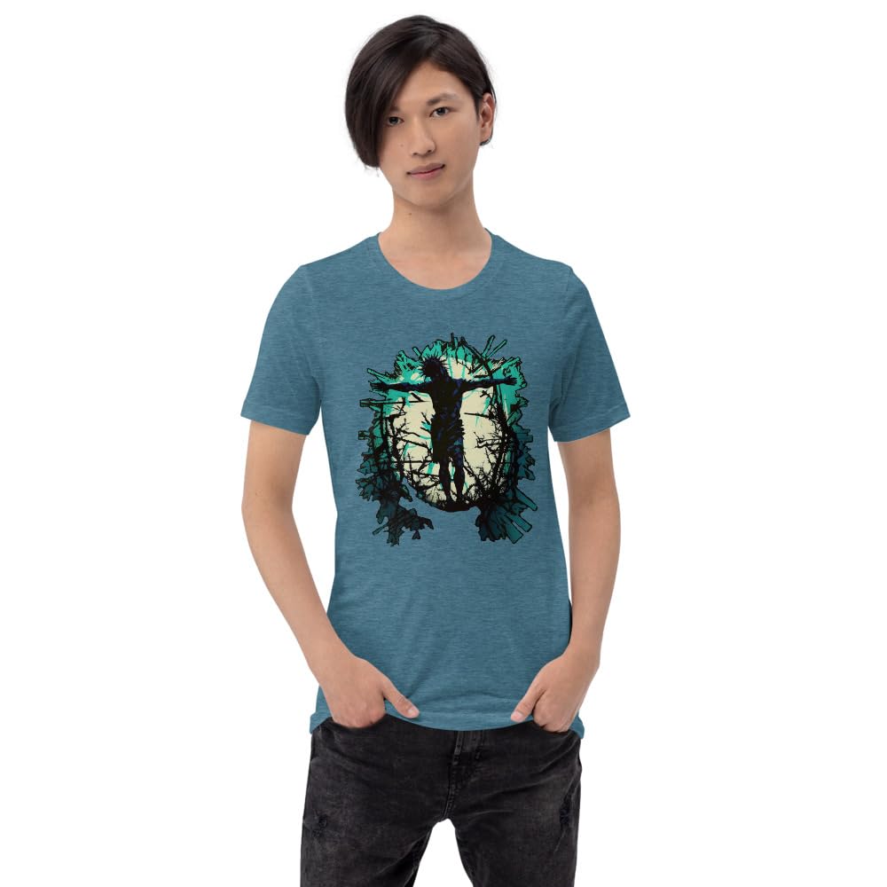 Byte the Bit Unisex Jesus Christ Standing Cross Graphic Crewneck T-Shirt Novelty Short Sleeve Adult Men Women Casual
