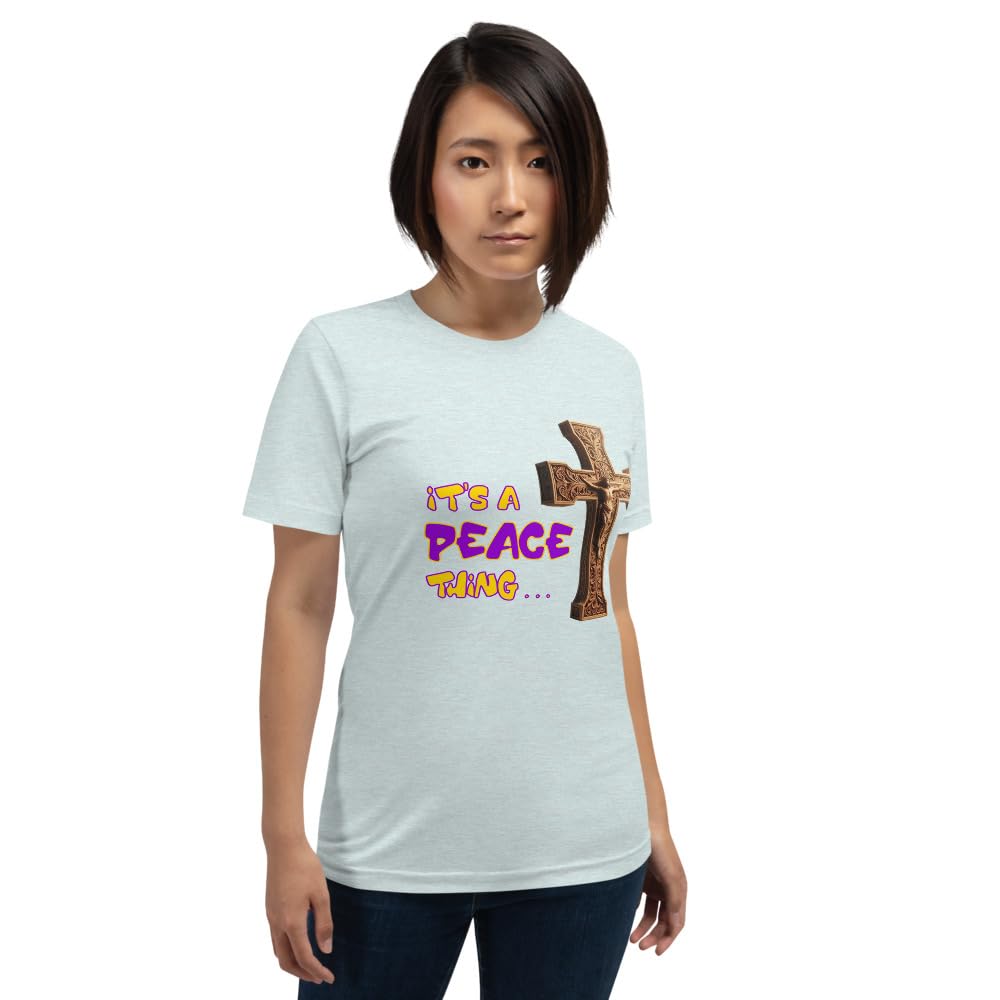 Byte the Bit Unisex It’s A Peace Thing Jesus Christ Cross Christian Graphic Crewneck T-Shirt Short Sleeve Adult Casual