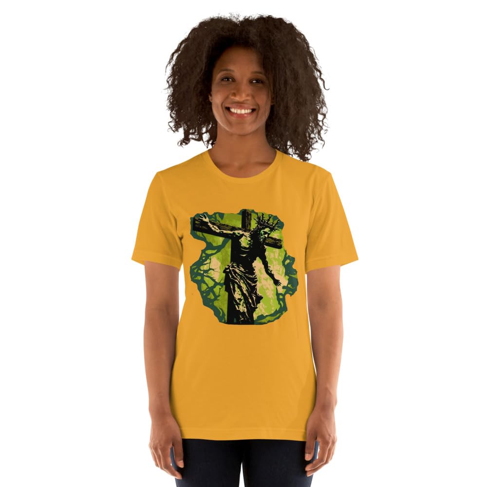 Byte the Bit Unisex Jesus Christ Cross Reaching Down Graphic Crewneck T-Shirt Novelty Short Sleeve Adult Men Women Casual