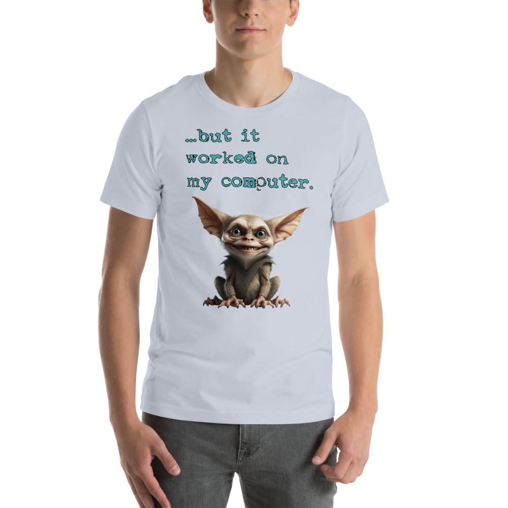 Byte the Bit Unisex Computer Gremlin But it Worked on My Computer Graphic Crewneck T-Shirt Short Sleeve Adult Casual