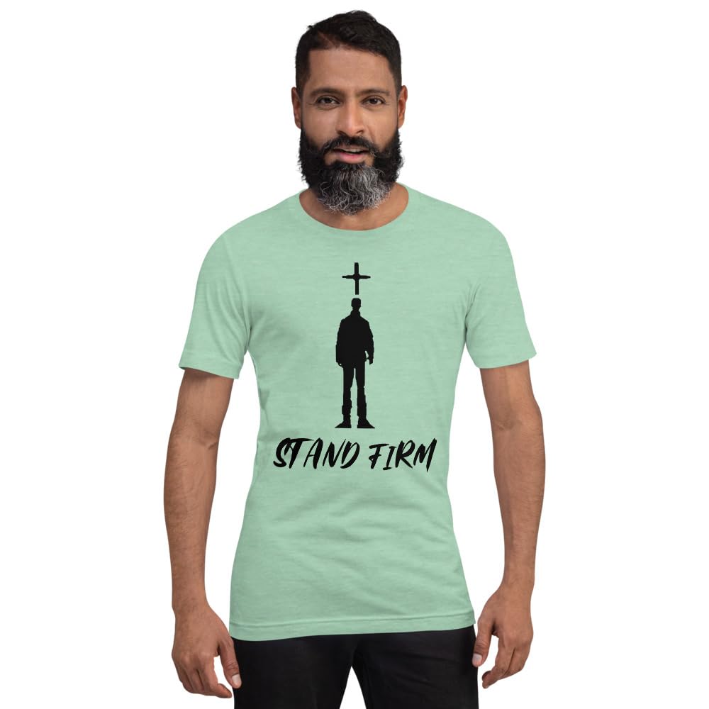 Byte the Bit Unisex Stand Firm Jesus Christ Cross Graphic Crewneck T-Shirt Novelty Short Sleeve Men Women Adult Casual