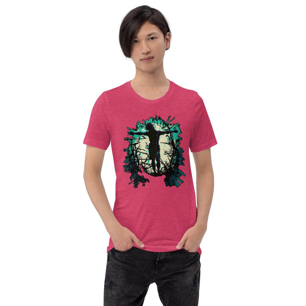 Byte the Bit Unisex Jesus Christ Standing Cross Graphic Crewneck T-Shirt Novelty Short Sleeve Adult Men Women Casual
