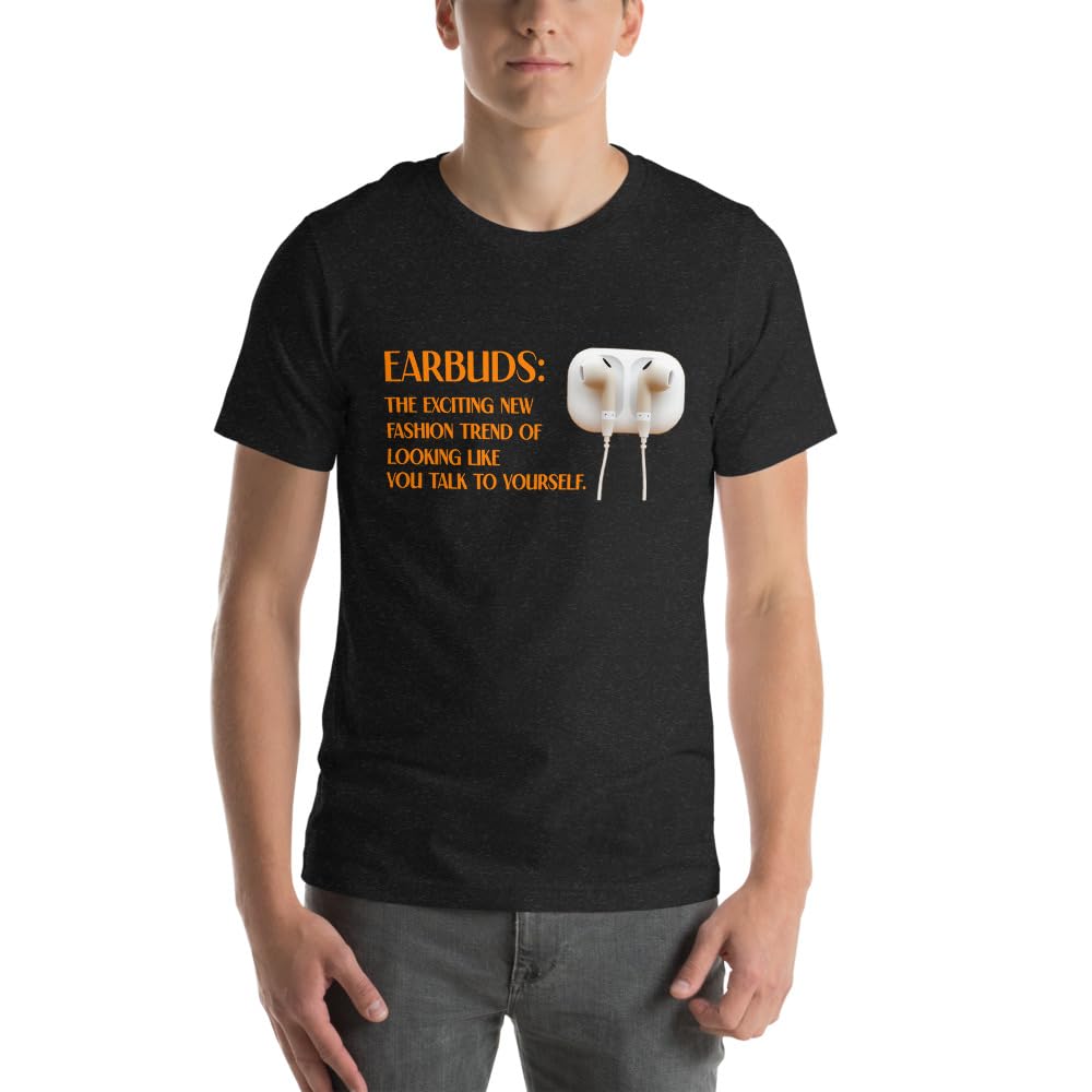 Byte the Bit Unisex Earbuds Talking to Yourself Graphic T-Shirt Crewneck Funny Short Sleeve Novelty Men Women Adult Casual