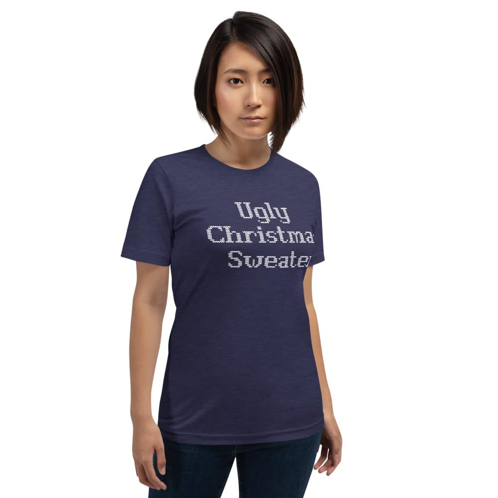 Unisex Ugly Christmas Sweater Xmas Graphic T-Shirt Funny Adult Short Sleeve Casual Jersey Trendy