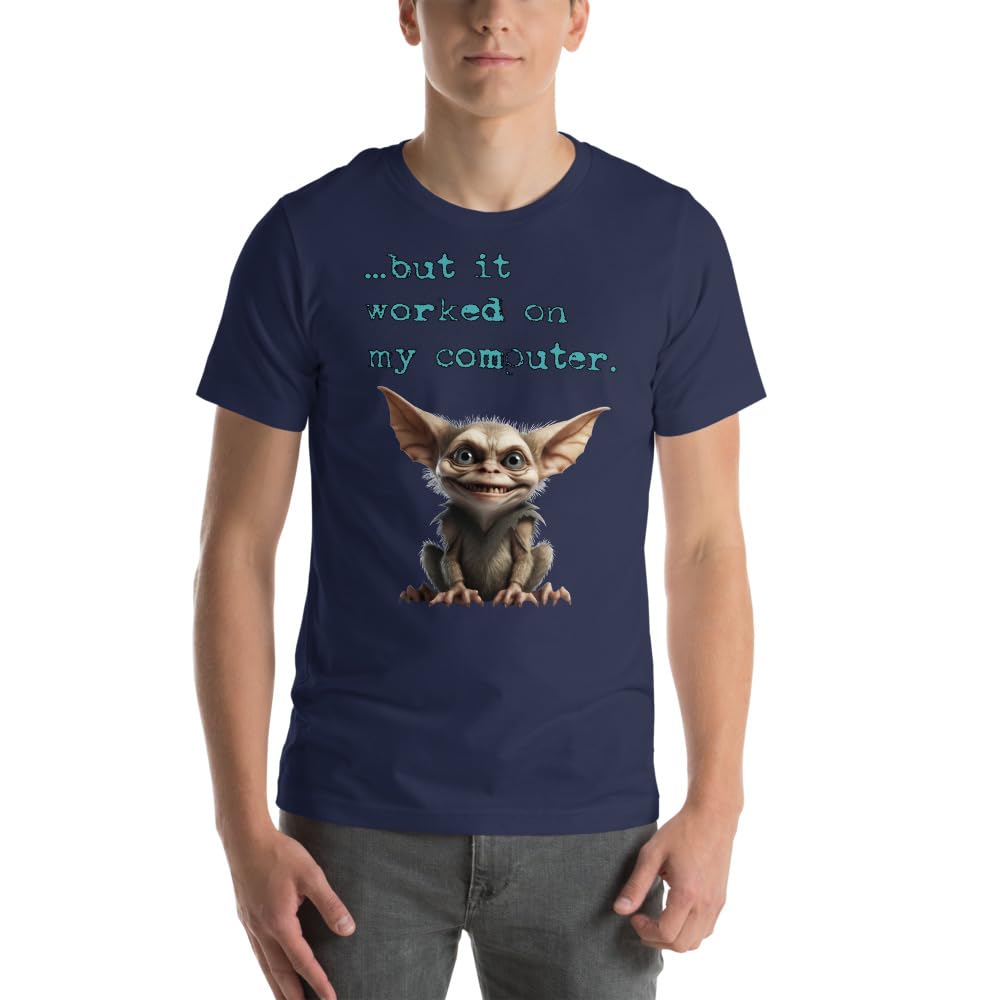 Byte the Bit Unisex Computer Gremlin But it Worked on My Computer Graphic Crewneck T-Shirt Short Sleeve Adult Casual