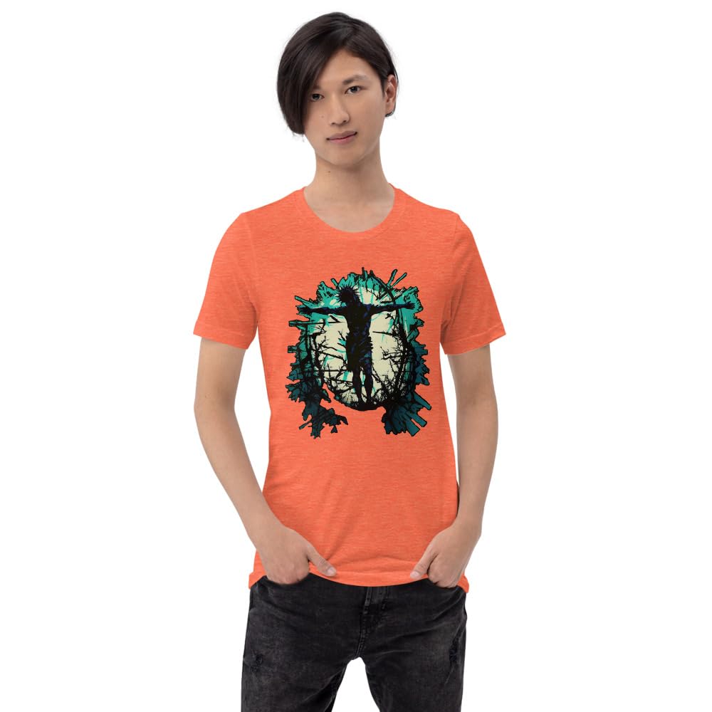 Byte the Bit Unisex Jesus Christ Standing Cross Graphic Crewneck T-Shirt Novelty Short Sleeve Adult Men Women Casual