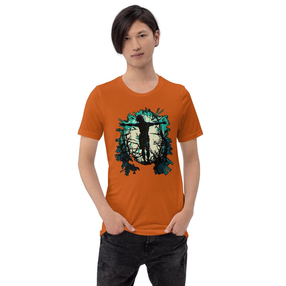Byte the Bit Unisex Jesus Christ Standing Cross Graphic Crewneck T-Shirt Novelty Short Sleeve Adult Men Women Casual