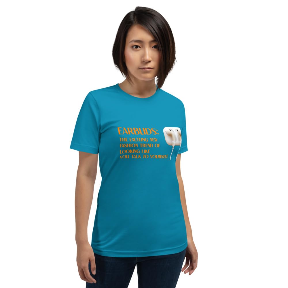 Byte the Bit Unisex Earbuds Talking to Yourself Graphic T-Shirt Crewneck Funny Short Sleeve Novelty Men Women Adult Casual