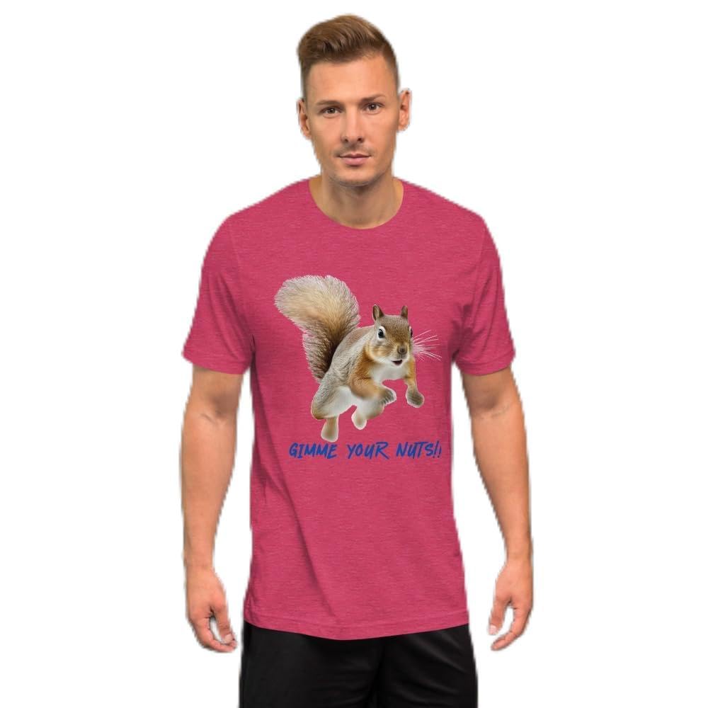 Byte the Bit Unisex Gimme Your Nuts Squirrel Graphic Crewneck T-Shirt Novelty Funny Short Sleeve Men Women Adult Casual