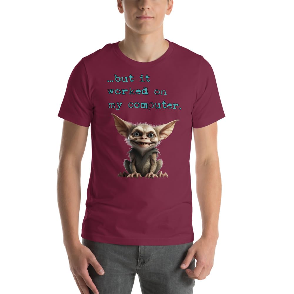 Byte the Bit Unisex Computer Gremlin But it Worked on My Computer Graphic Crewneck T-Shirt Short Sleeve Adult Casual