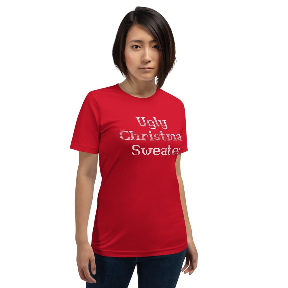 Unisex Ugly Christmas Sweater Xmas Graphic T-Shirt Funny Adult Short Sleeve Casual Jersey Trendy