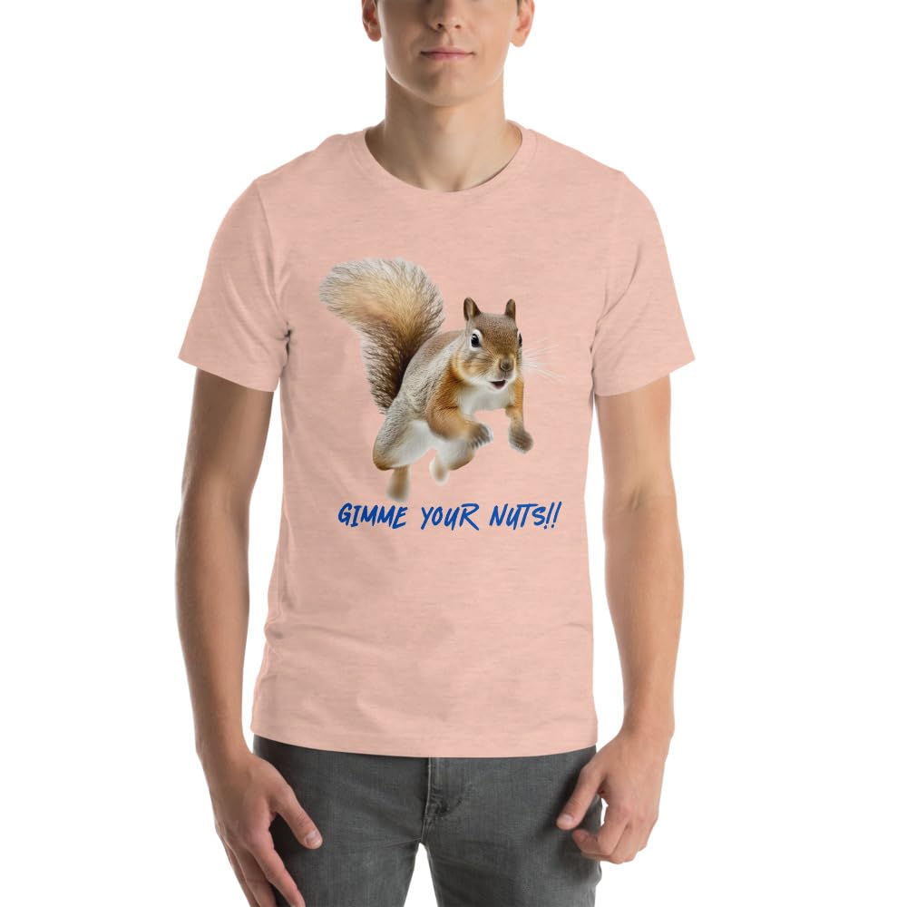 Byte the Bit Unisex Gimme Your Nuts Squirrel Graphic Crewneck T-Shirt Novelty Funny Short Sleeve Men Women Adult Casual