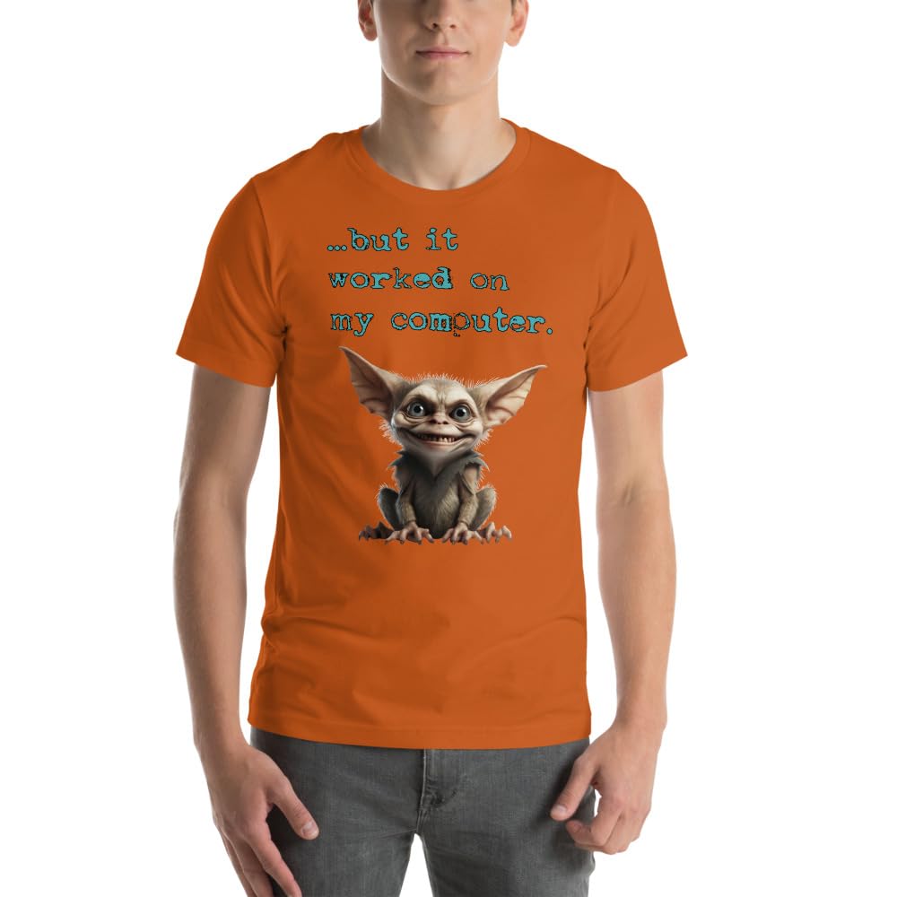 Byte the Bit Unisex Computer Gremlin But it Worked on My Computer Graphic Crewneck T-Shirt Short Sleeve Adult Casual